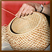 Lory finishing a basket.