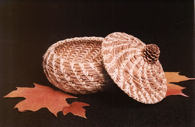 Basket with Pine Cone Lid
